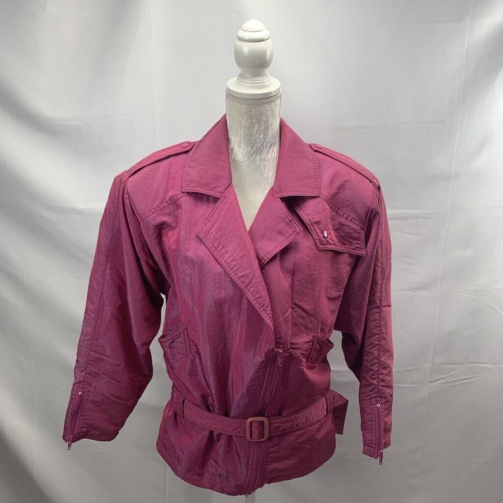 Vintage Bridgewear Iridescent Pink Moto Bomber Windbreaker Jacket Coat L